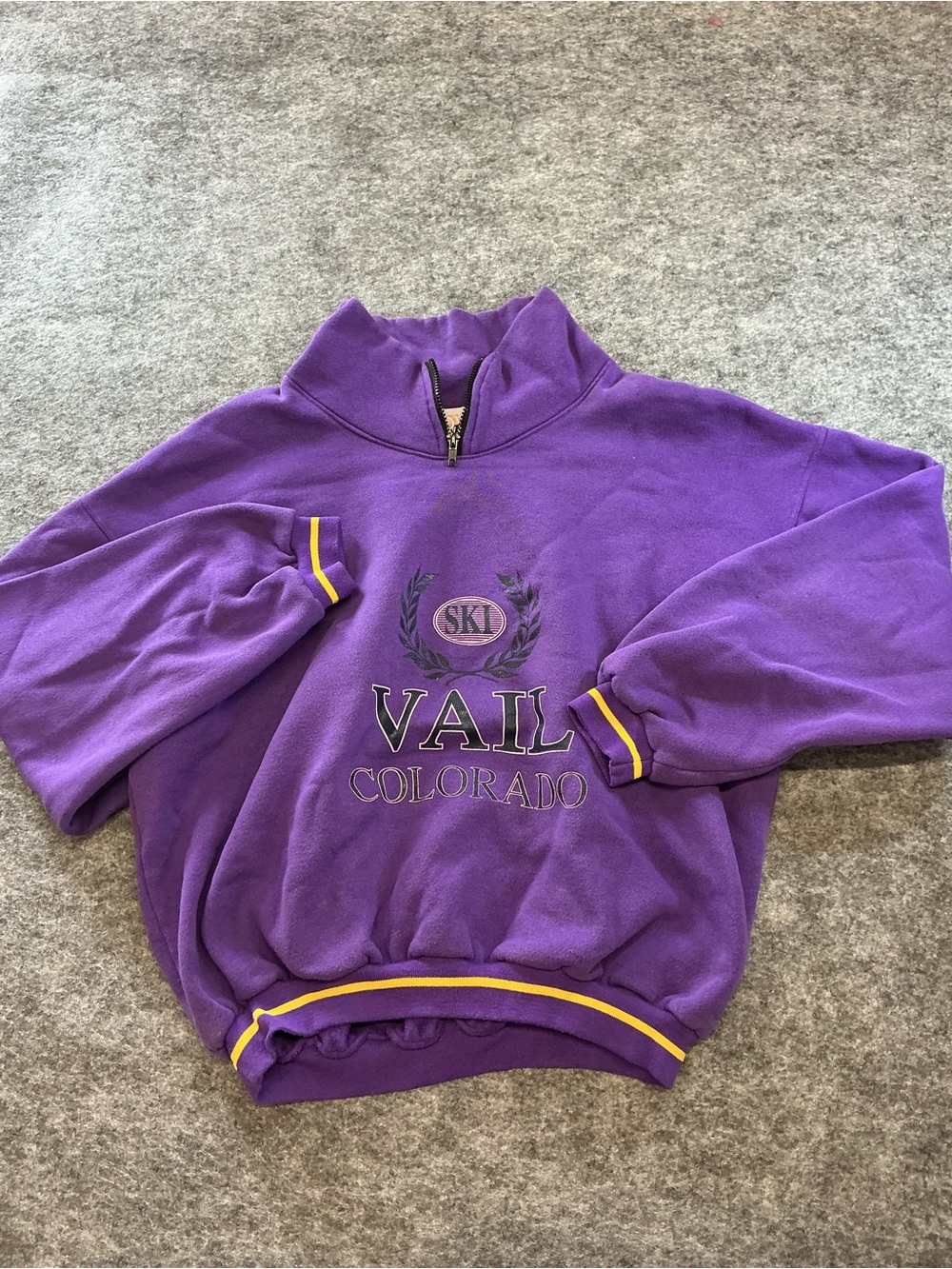 Vintage 1980s Vail CO Ski Bunny Purple Hooded Pullover - Bold Purple Size XL
